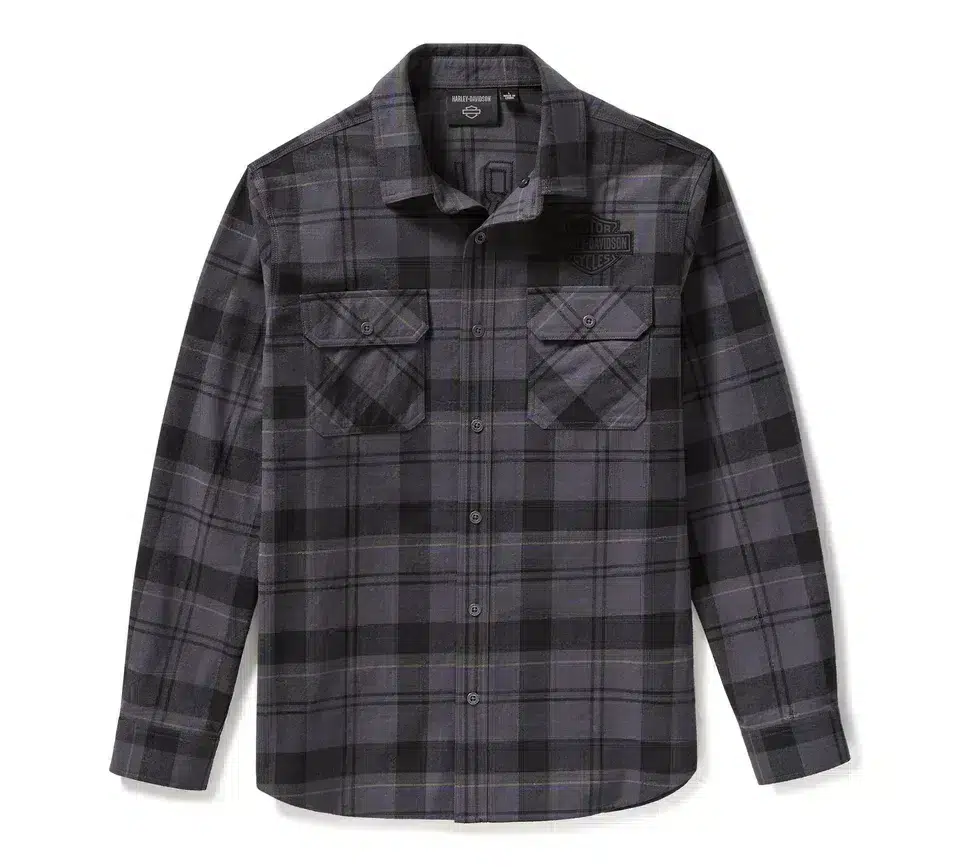 Racer Font Yarn Dyed Plaid Shirt - Plaid - Asphalt & Harley Black