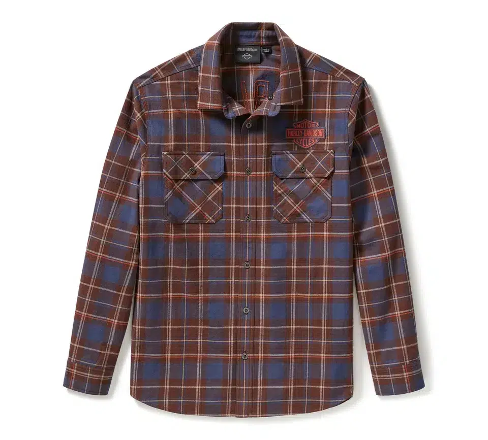 Racer Font Yarn Dyed Plaid Shirt - Plaid - Mood Indigo & Coffee
